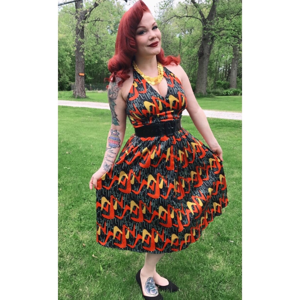 Tatyana boomerang print halter swing dress - Picture 2 of 3